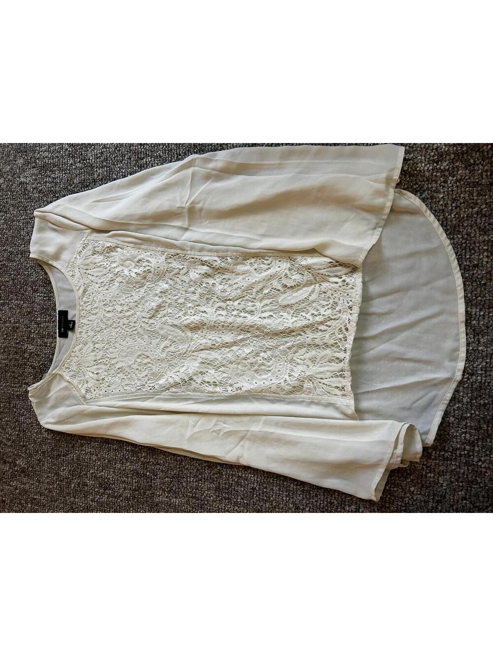 CLEARANCE AB Studio Women's Long Sleeve Lace Front Blouse, Large